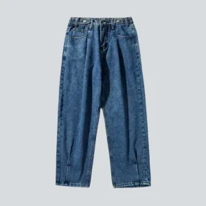 Adjustable waistband baggy men jeans