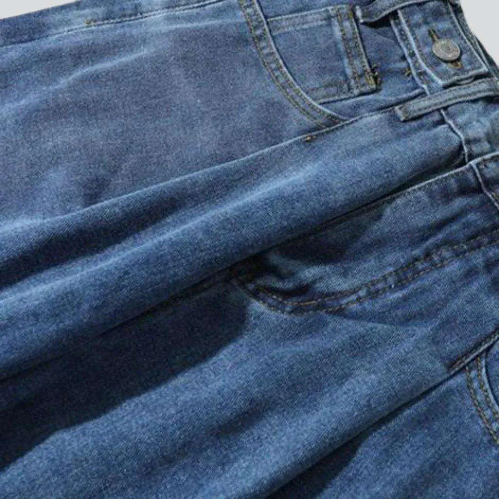 Adjustable waistband baggy men jeans