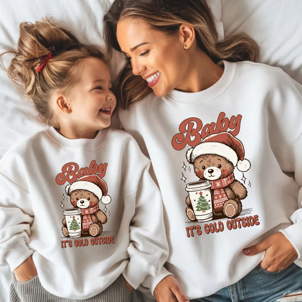 Baby It's Cold Outside Mum Matching Sweatshirts White