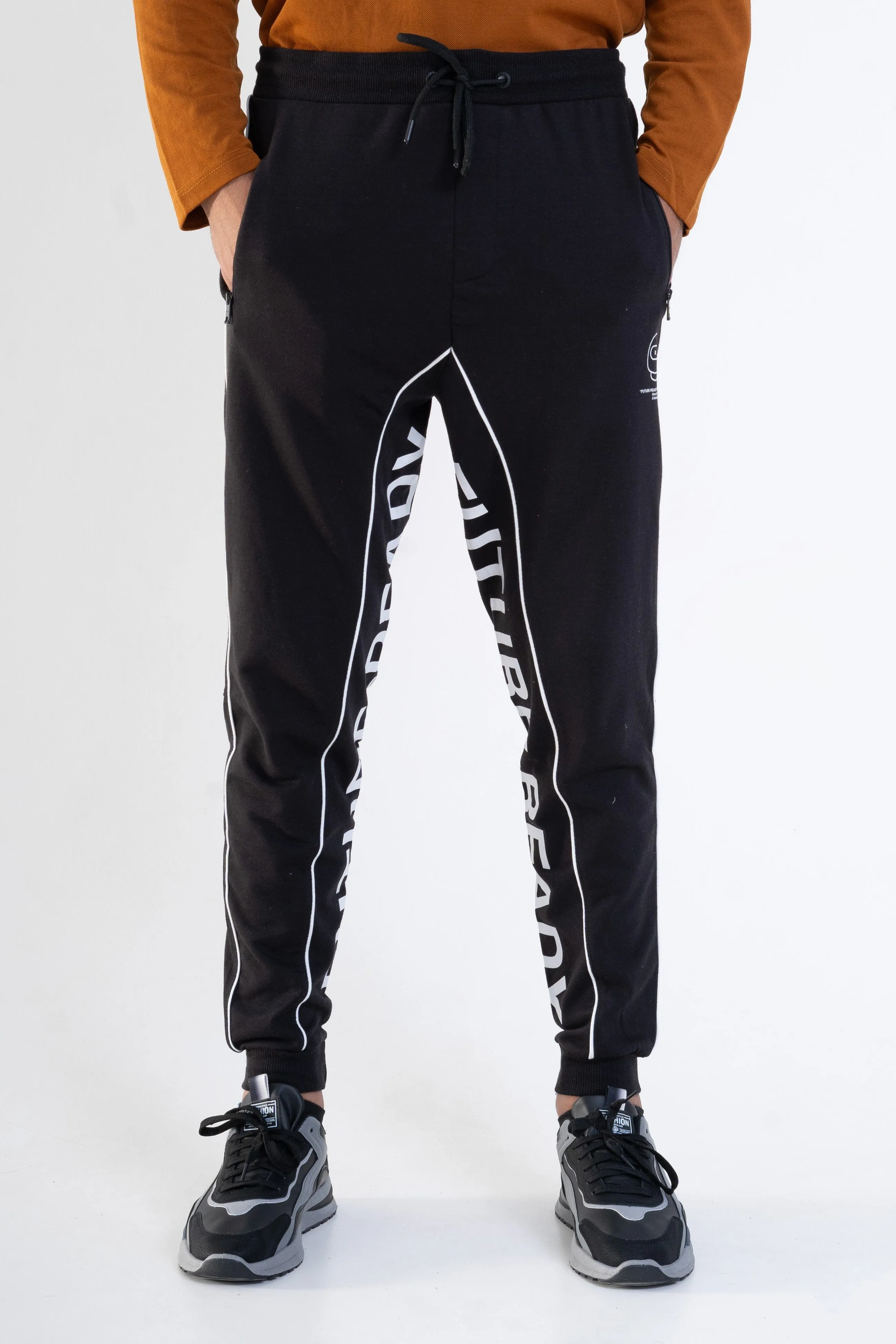 Bershka Men's Future Ready Printed Terry Jogger Pants