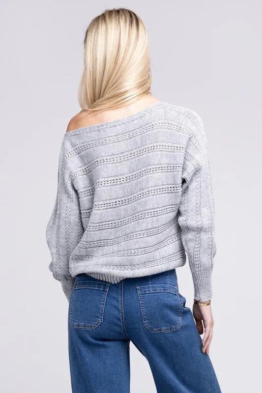 Boat Neck Cable Knit Sweater *Online Only*