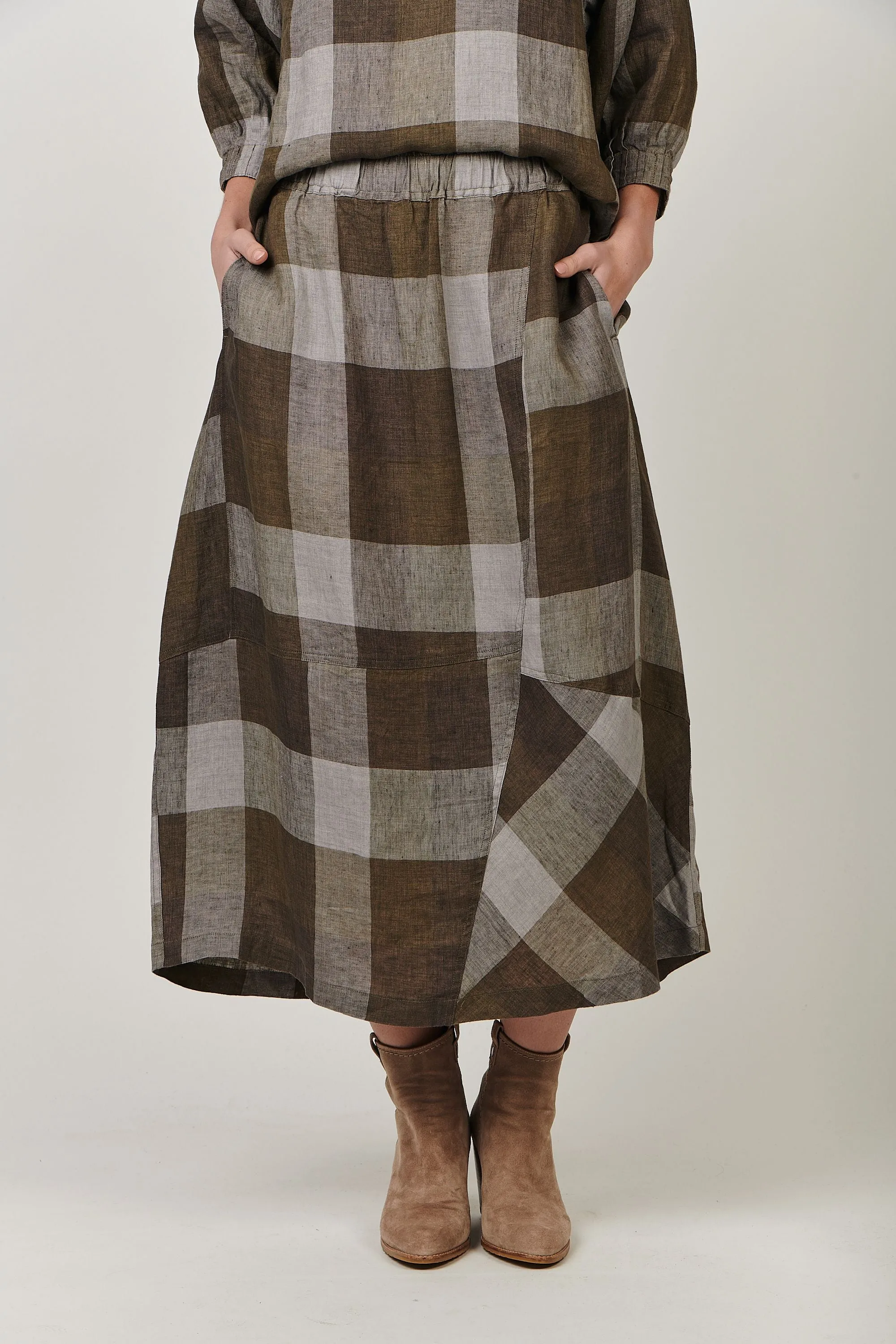 Breen Plaid Linen Skirt