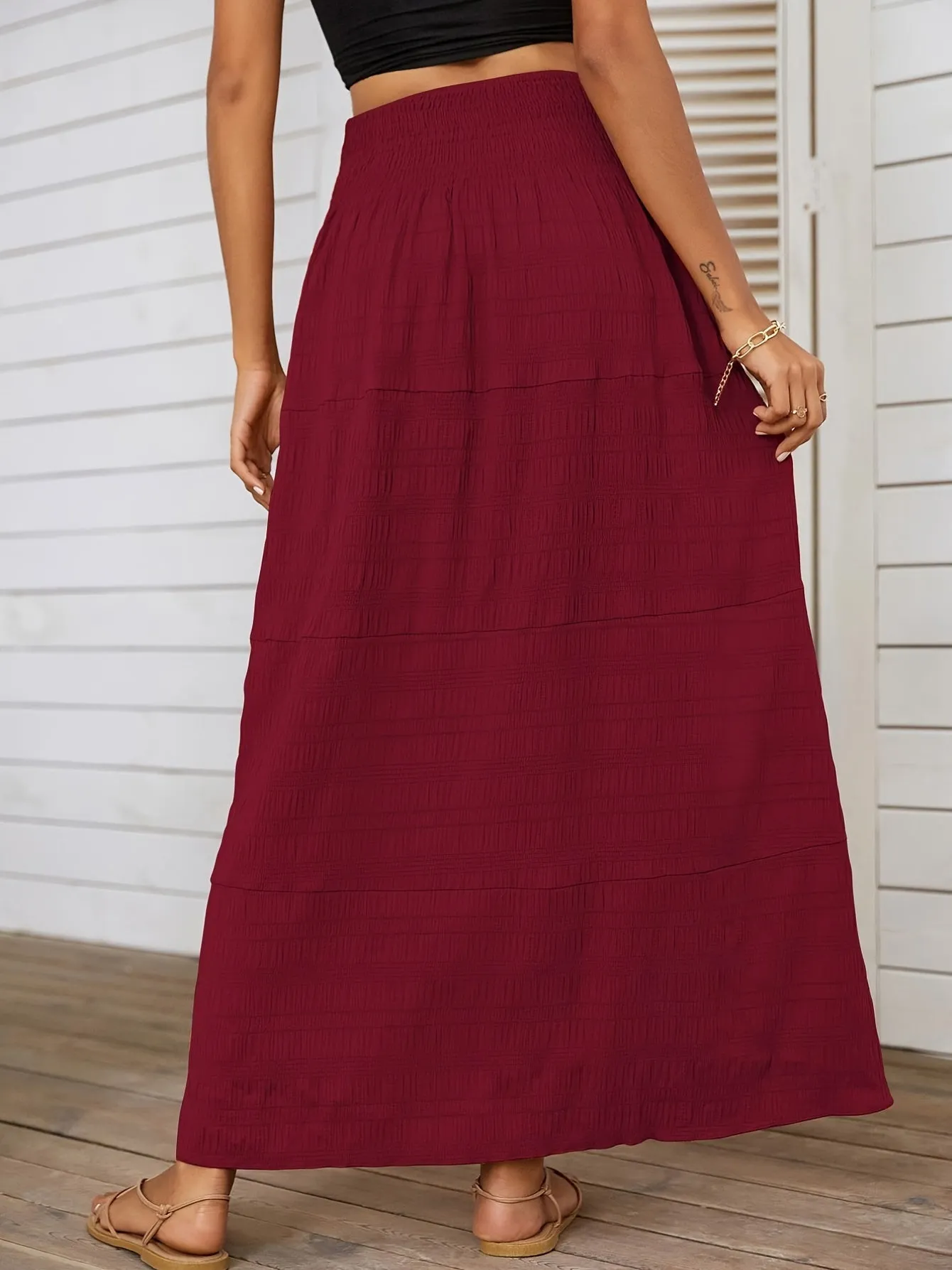 Casual Loose Simple Solid High Waist Fashion Skirts