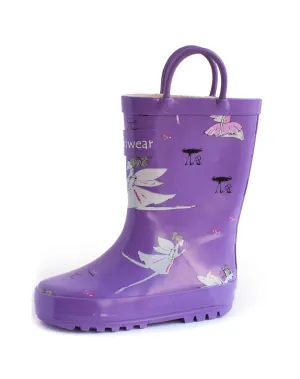 CHILDREN’S RUBBER RAIN BOOTS, PURPLE FAIRIES