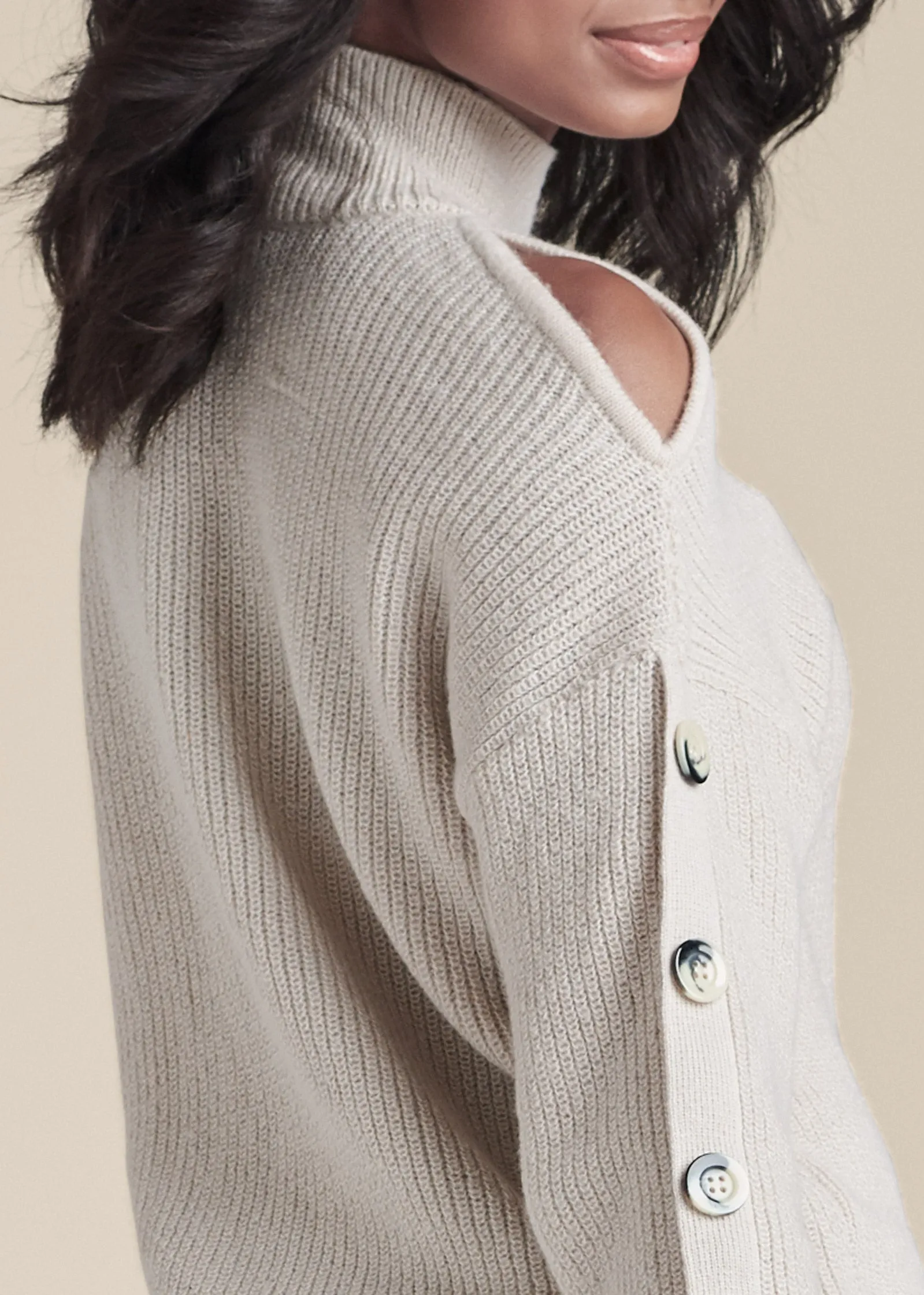 Cold-Shoulder Sweater - Cream