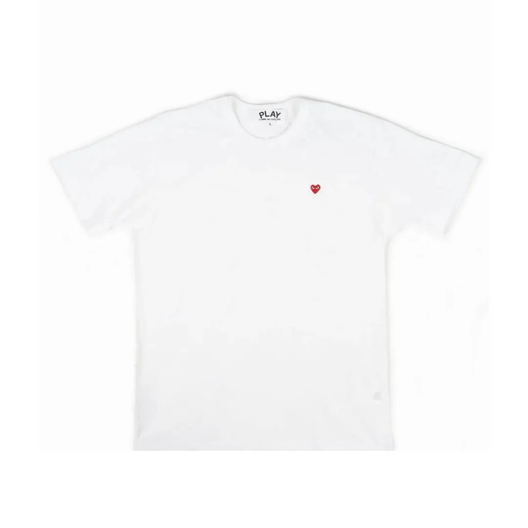 COMME DES GARÇONS LITTLE HEART LOGO WHITE / RED T-SHIRT