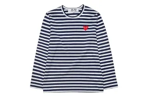 COMME DES GARÇONS PLAY STRIPED LONG SLEEV NAVY / WHITE