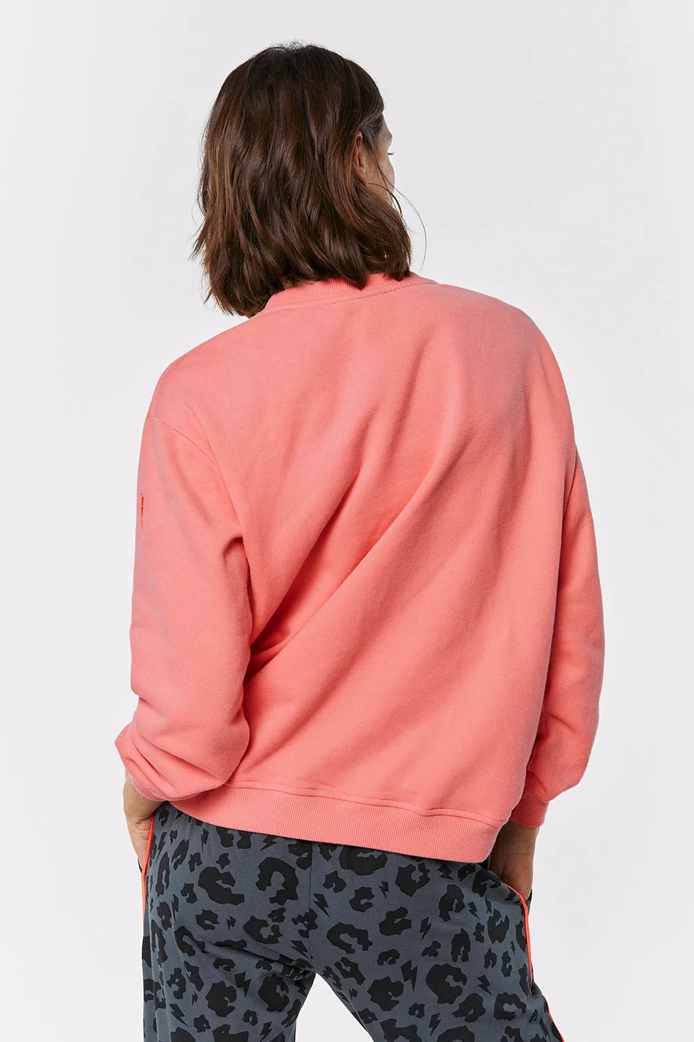 Coral with Rainbow Lightning Bolt Oversized Sweatshirt