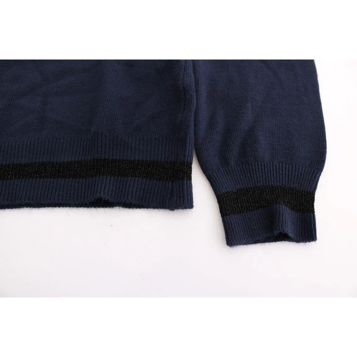 Costume National Elegant Blue V-Neck Sweater