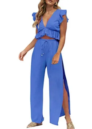 Cowgirl Dreams Two Piece Crop Top with Wide Legs Pants