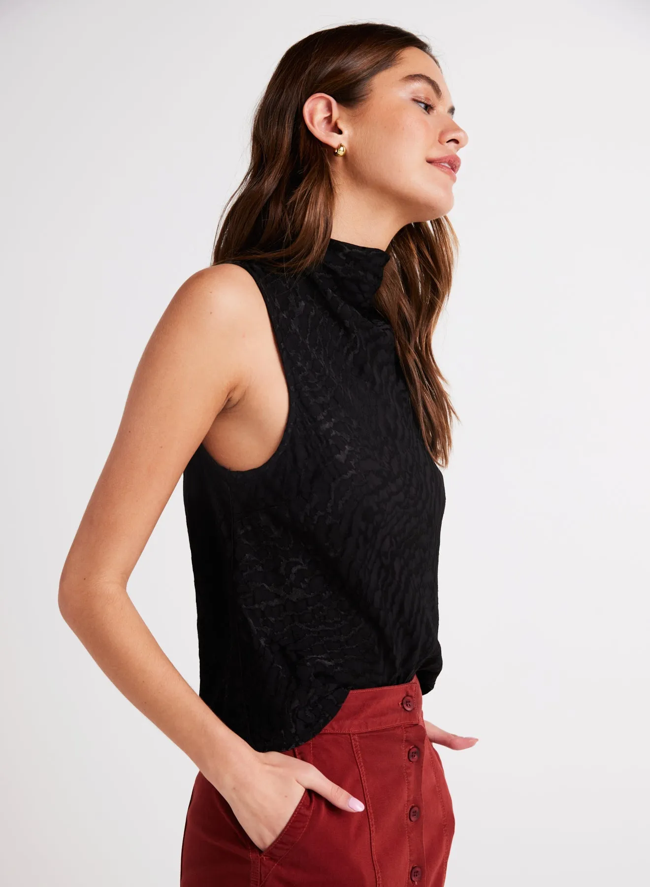 Cowl Neck Bias Top - Black