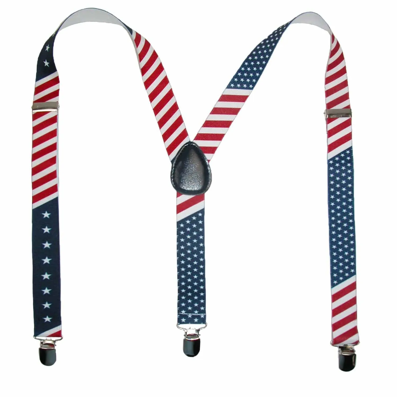 CTM® Elastic Stars and Stripes American Flag Clip-End Suspenders