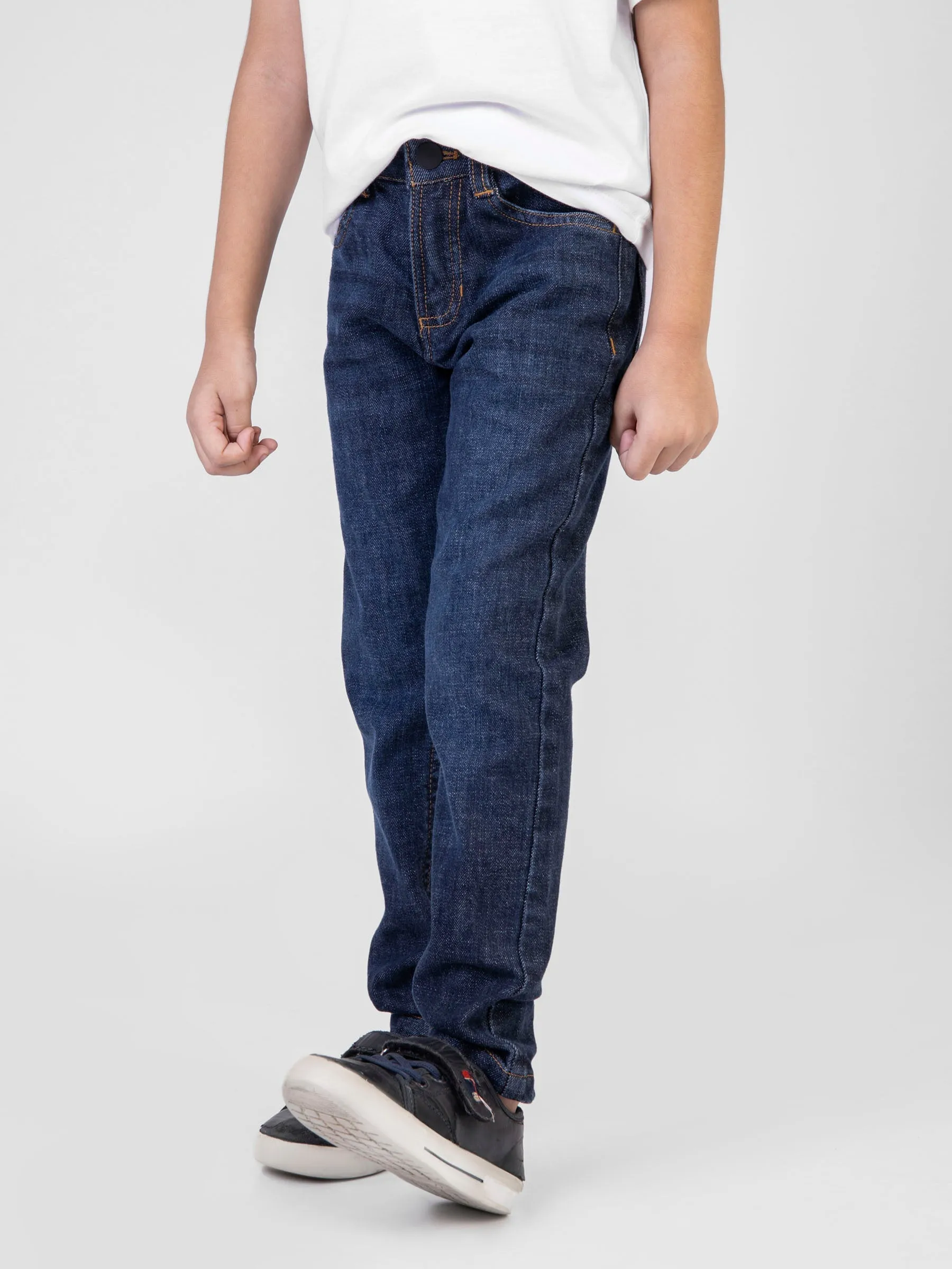 Dark Blue Casual Jeans With Whisker Wash - Junior