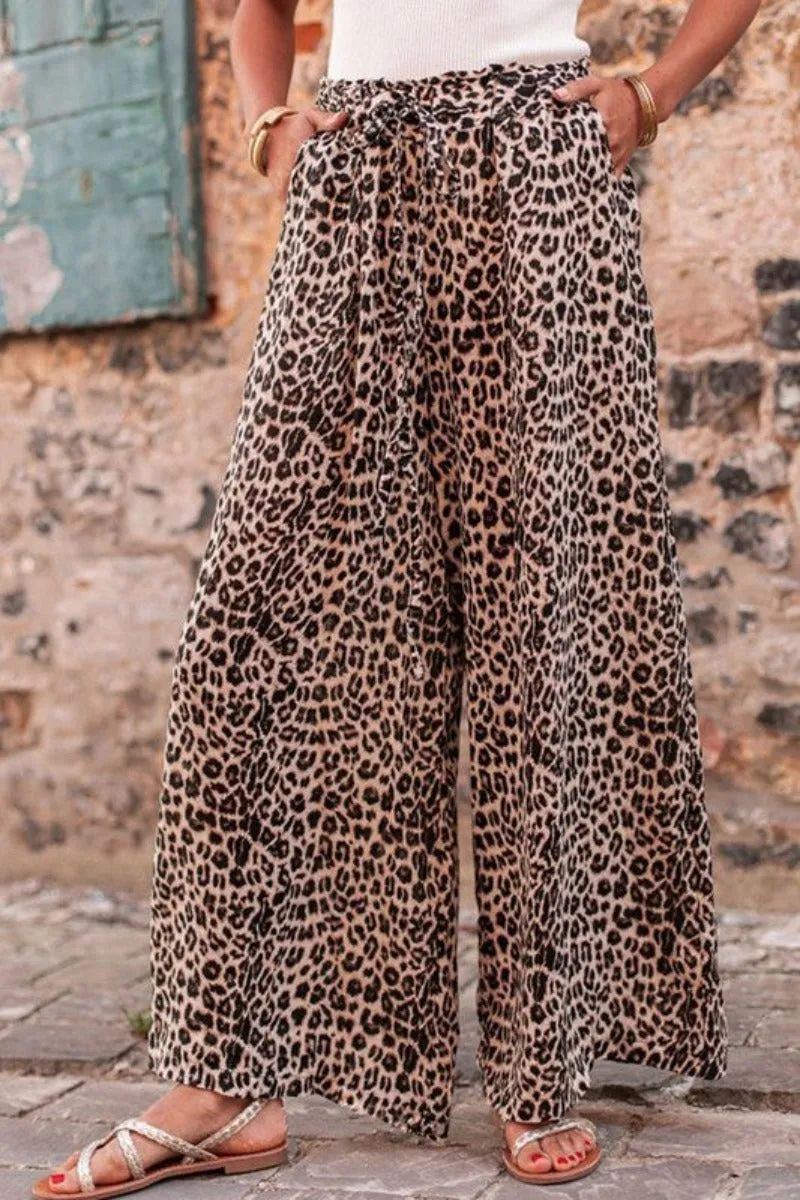 Desert Palm Leopard Wide Leg Pants