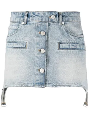 Dirty Blue Denim Strap Mini Skirt