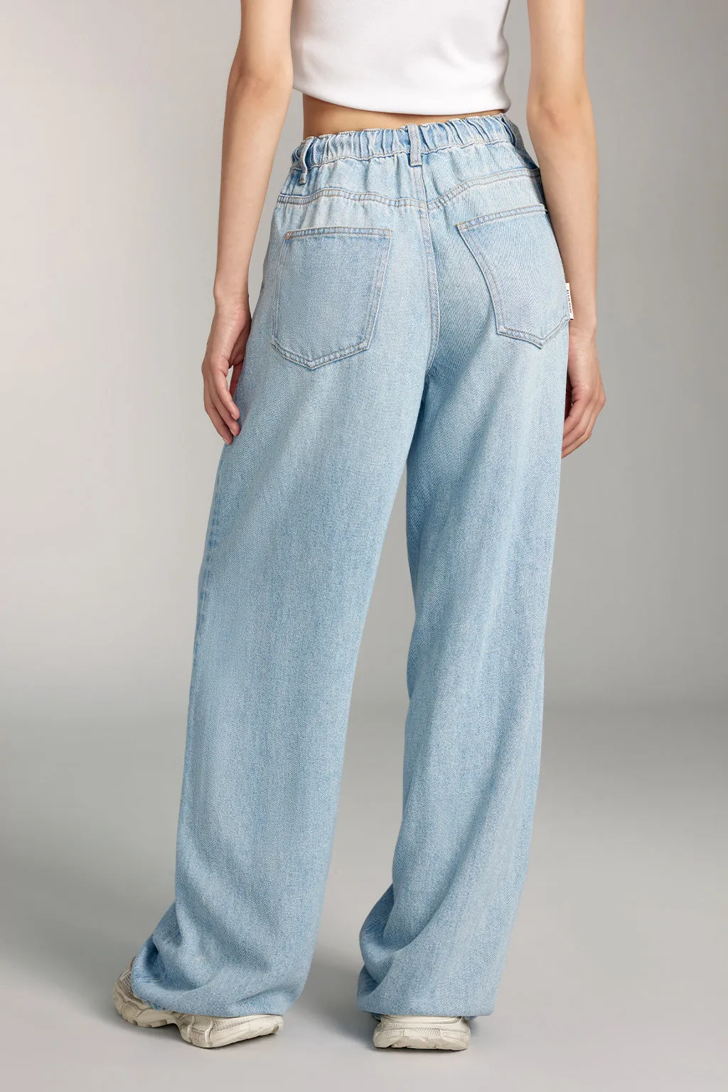 Elasticated Waist Sheer Drap Tencel Jeans