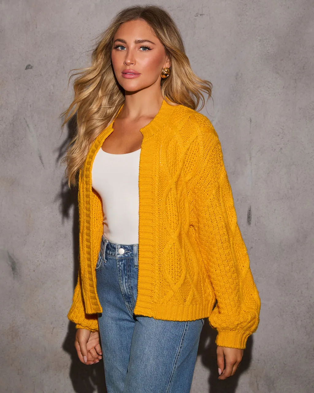 Emmy Cable Knit Open Front Cardigan