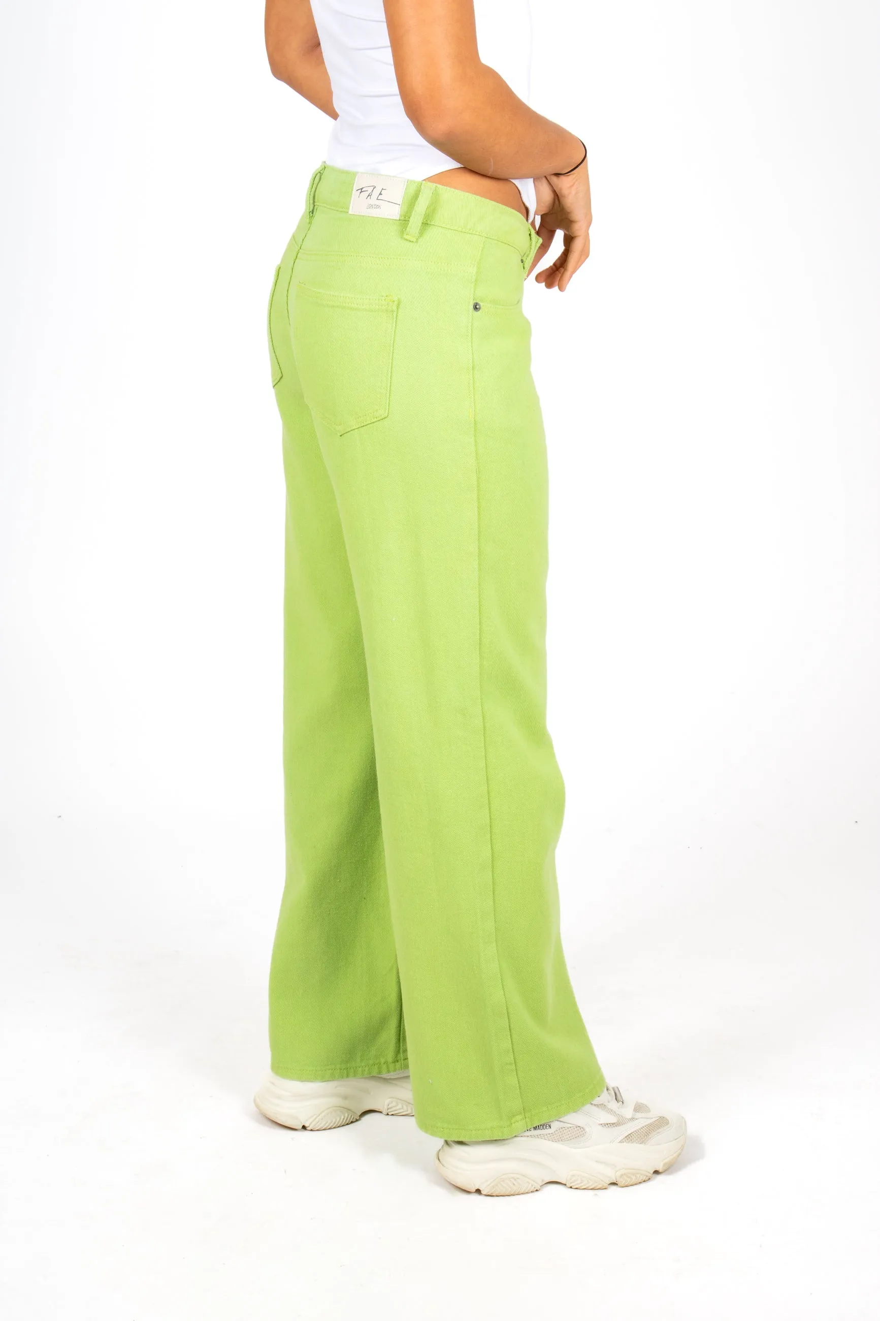 FAE Lime Green Low-Rise Slouchy Jeans