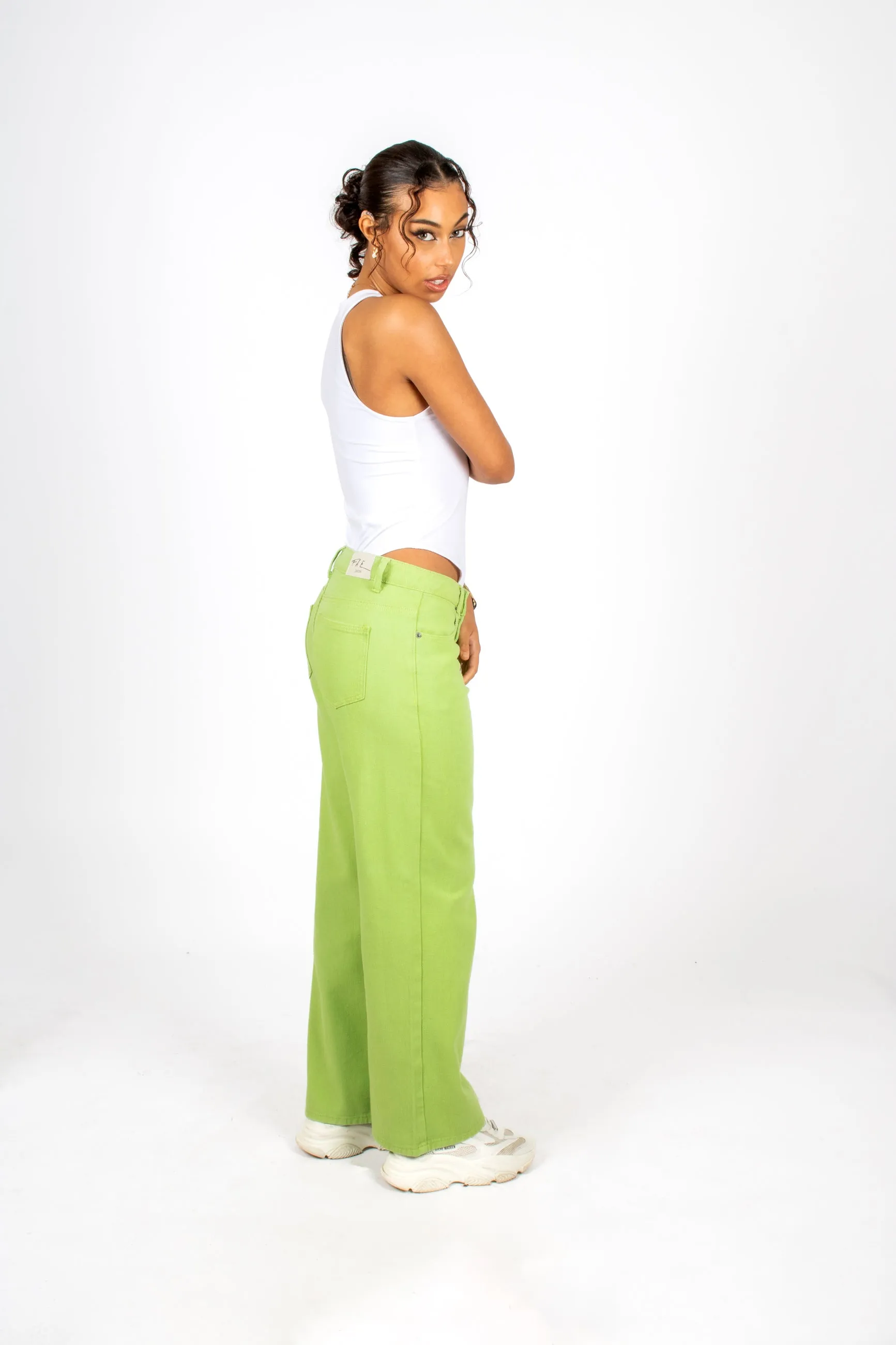 FAE Lime Green Low-Rise Slouchy Jeans