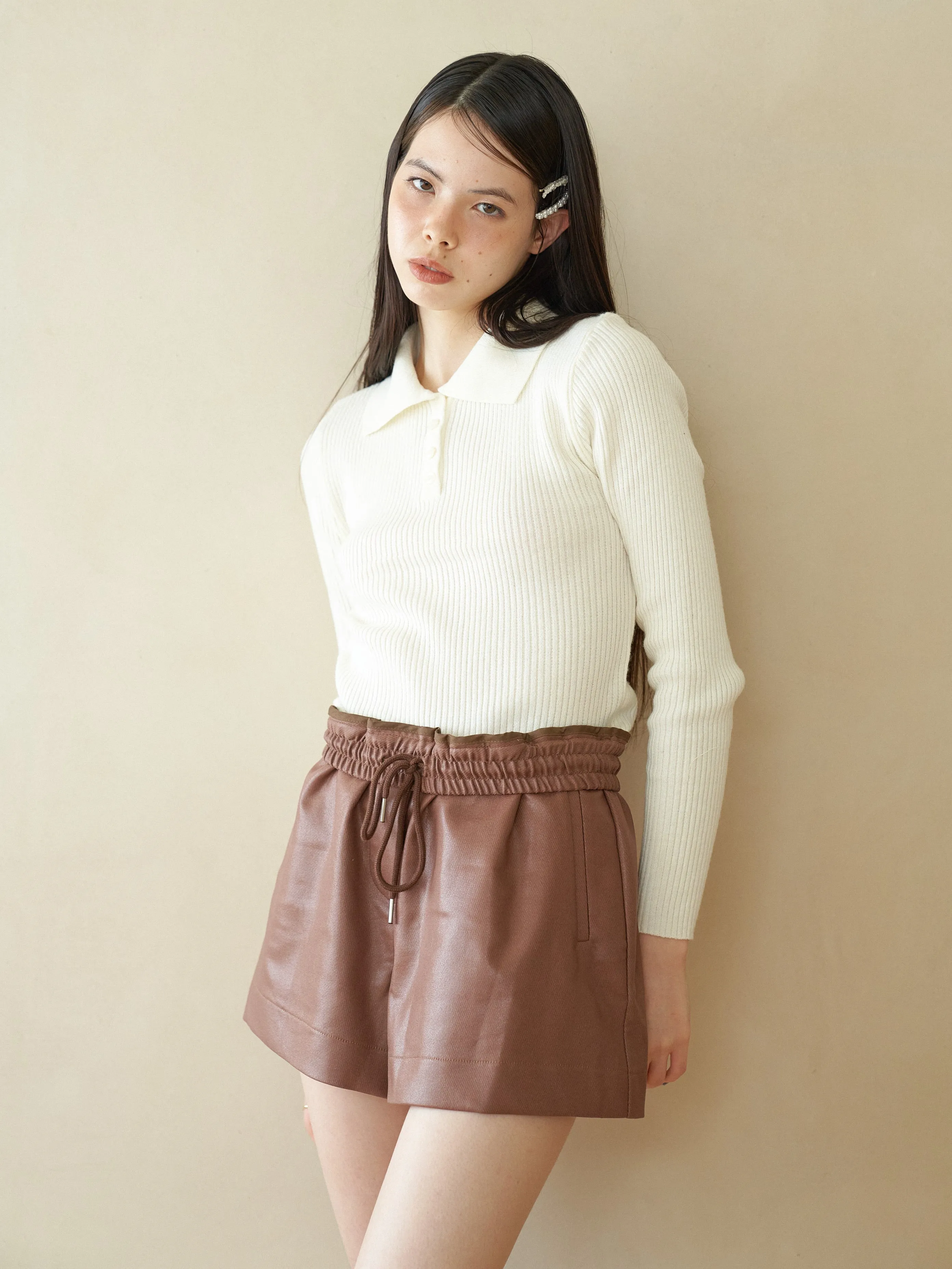 Faux Leather Short Pants