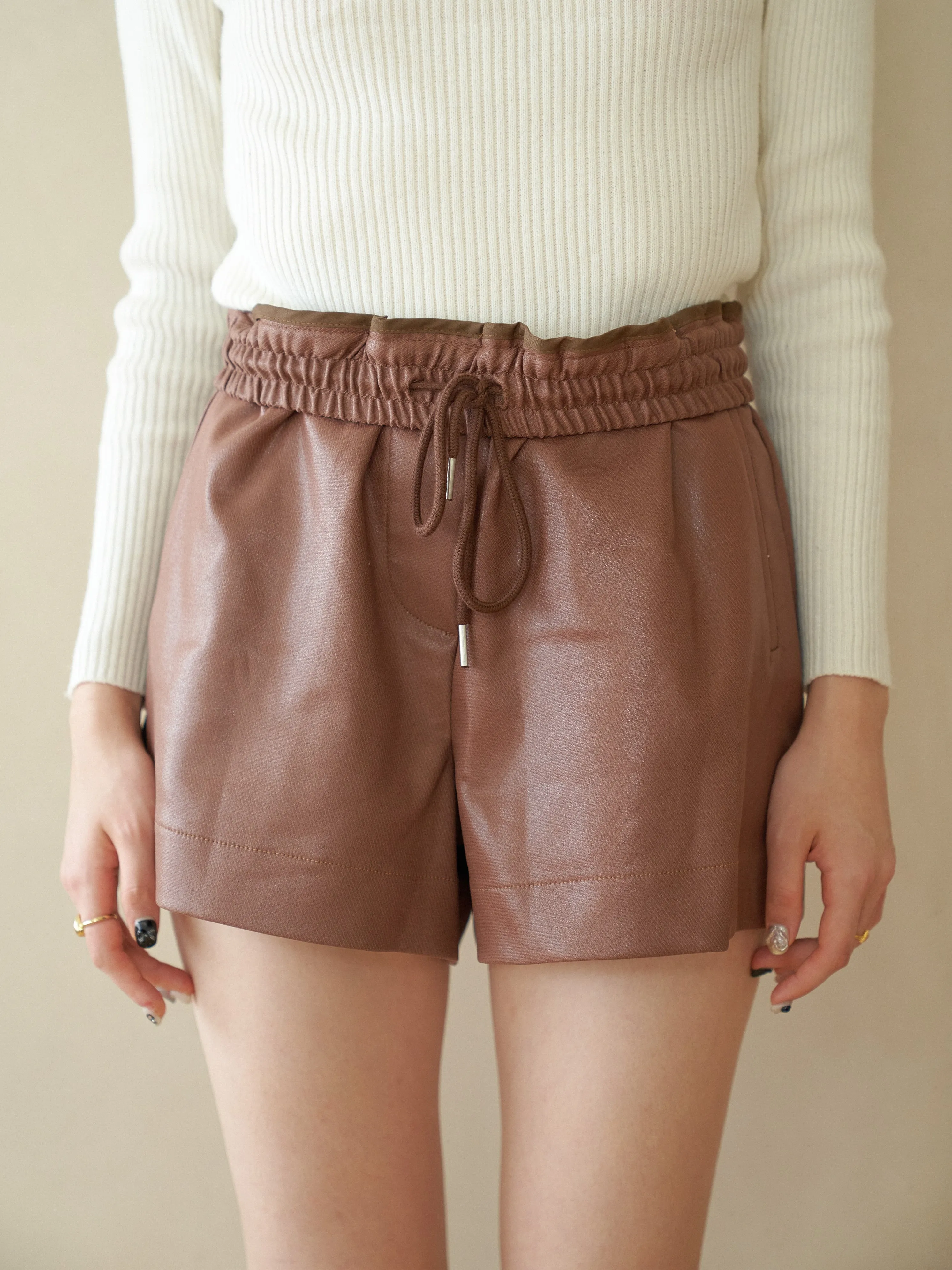 Faux Leather Short Pants