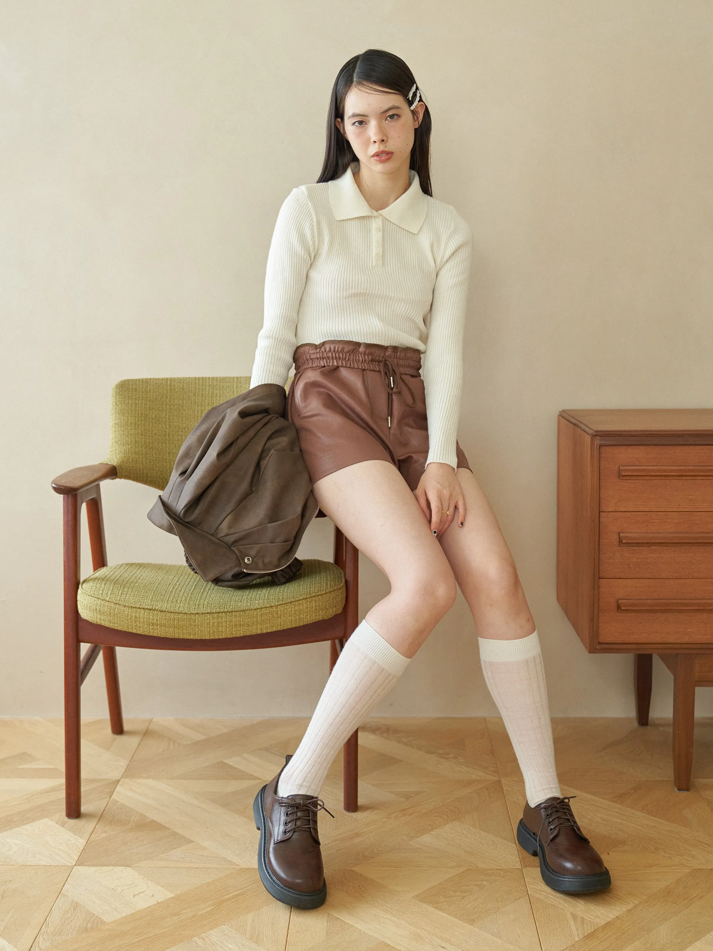 Faux Leather Short Pants