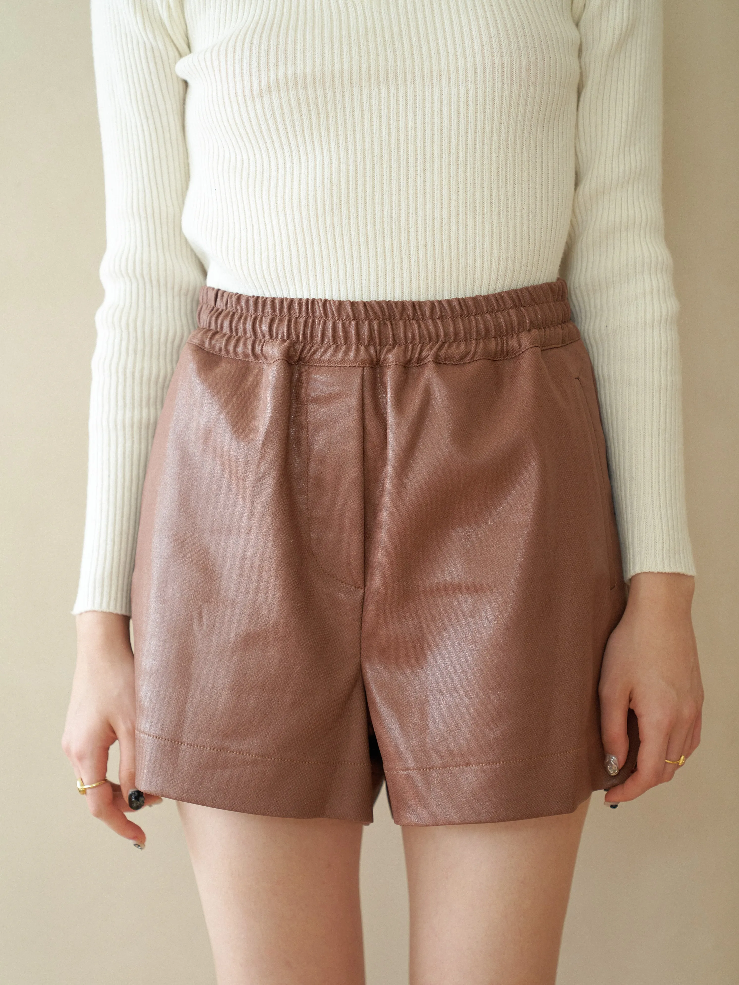 Faux Leather Short Pants