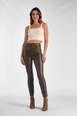 Faux Leather Straight Leg Pants