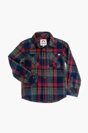 Flannel Shirt, Navy/Cranberry Plaid