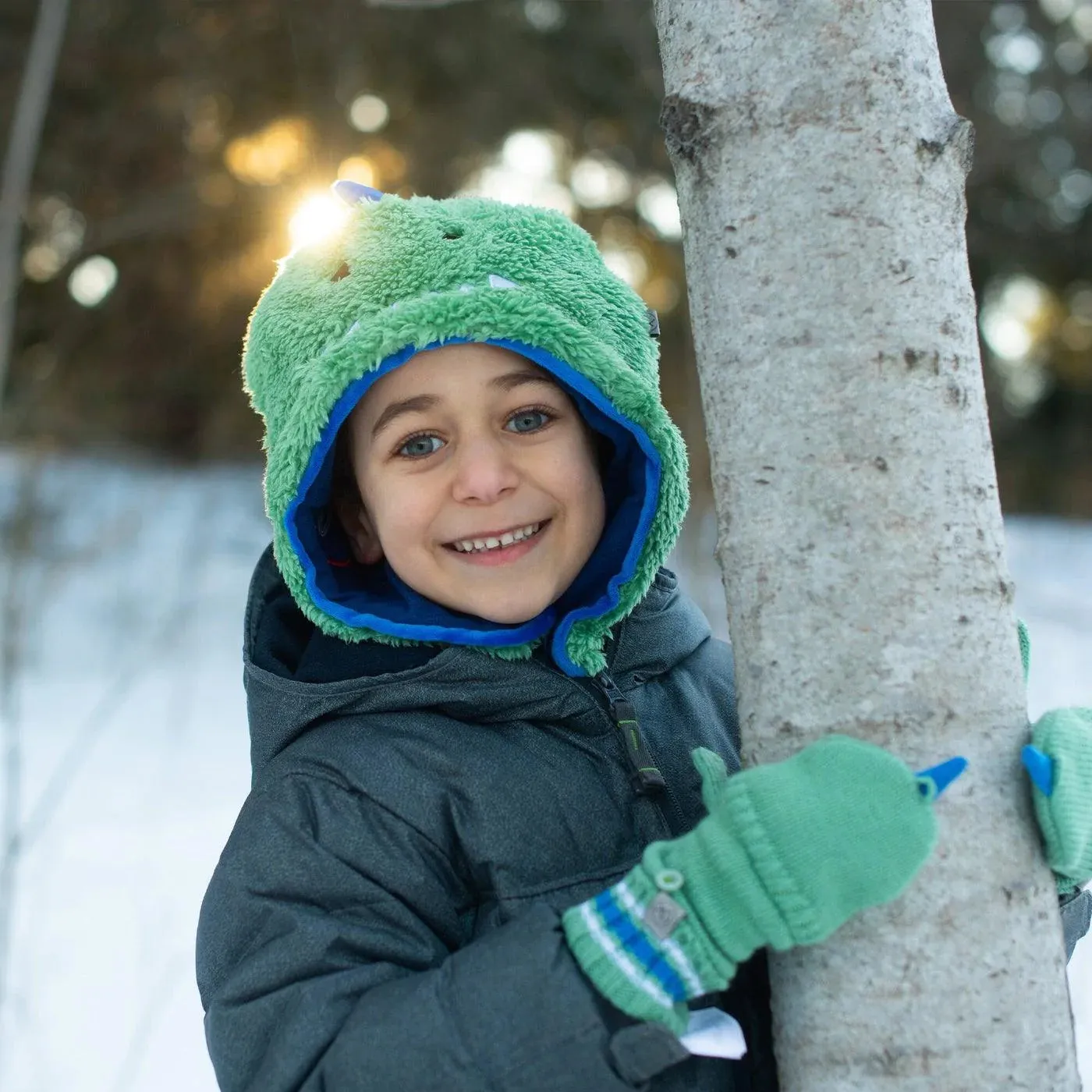 Flapjack Kids Reversible Sherpa Hat - Dino/Astronaut