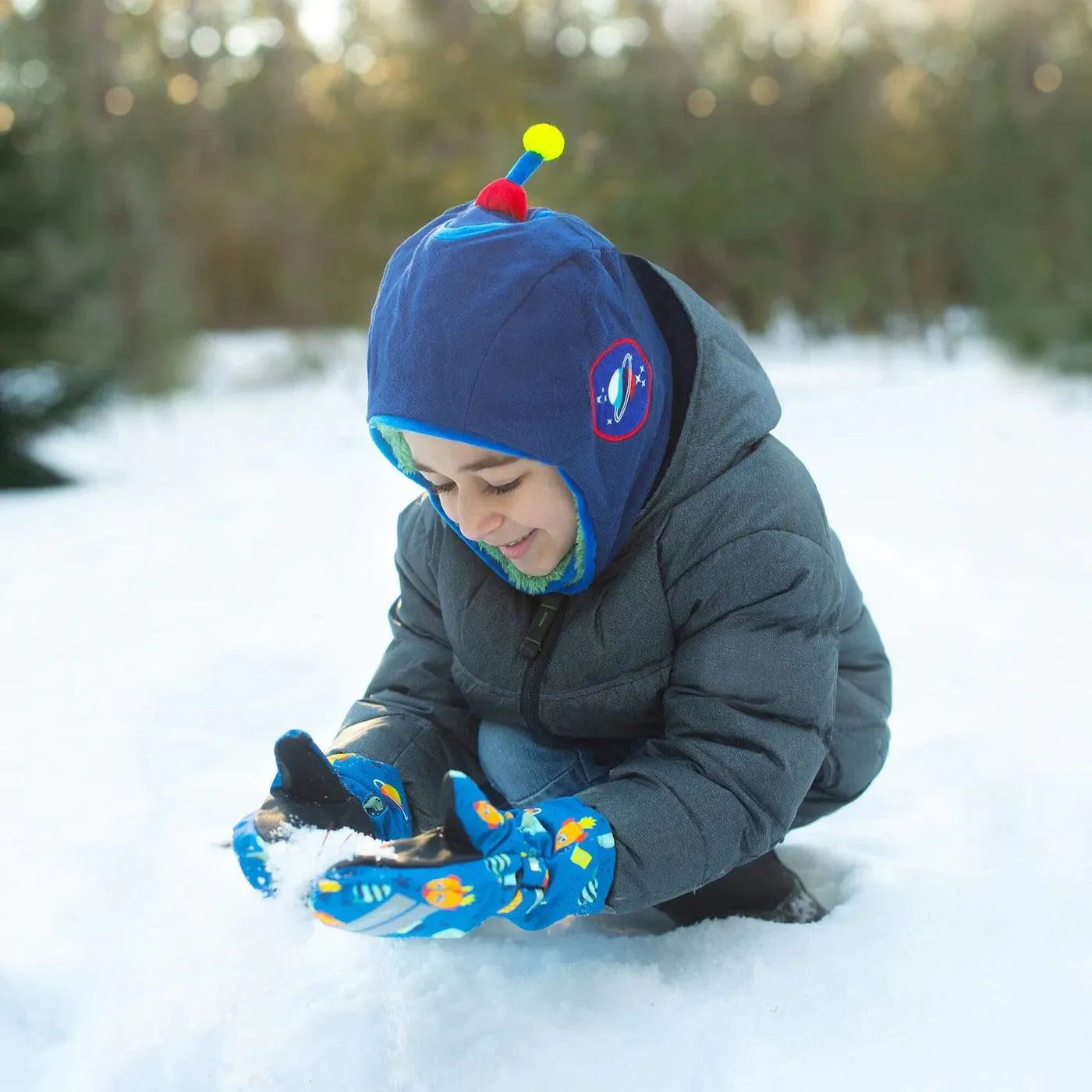 Flapjack Kids Reversible Sherpa Hat - Dino/Astronaut