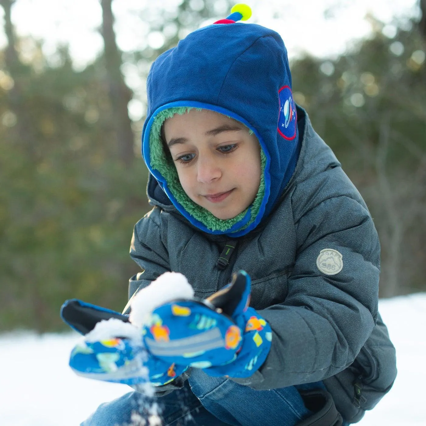 Flapjack Kids Reversible Sherpa Hat - Dino/Astronaut