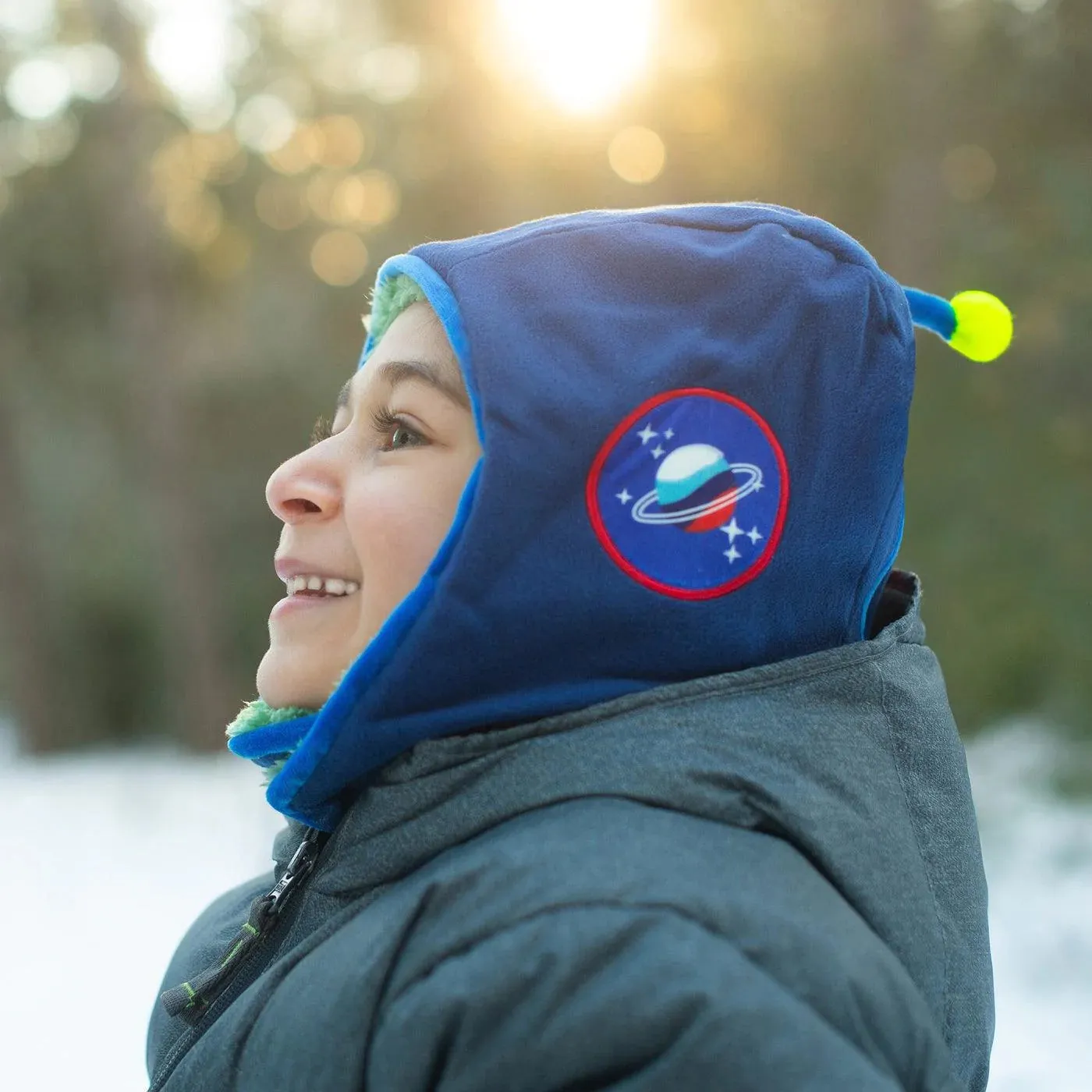 Flapjack Kids Reversible Sherpa Hat - Dino/Astronaut