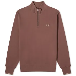 Fred Perry Half Zip Crew Sweater in Carrington Brick