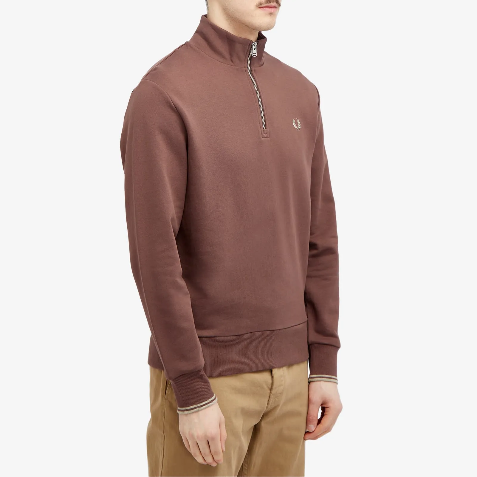 Fred Perry Half Zip Crew Sweater in Carrington Brick