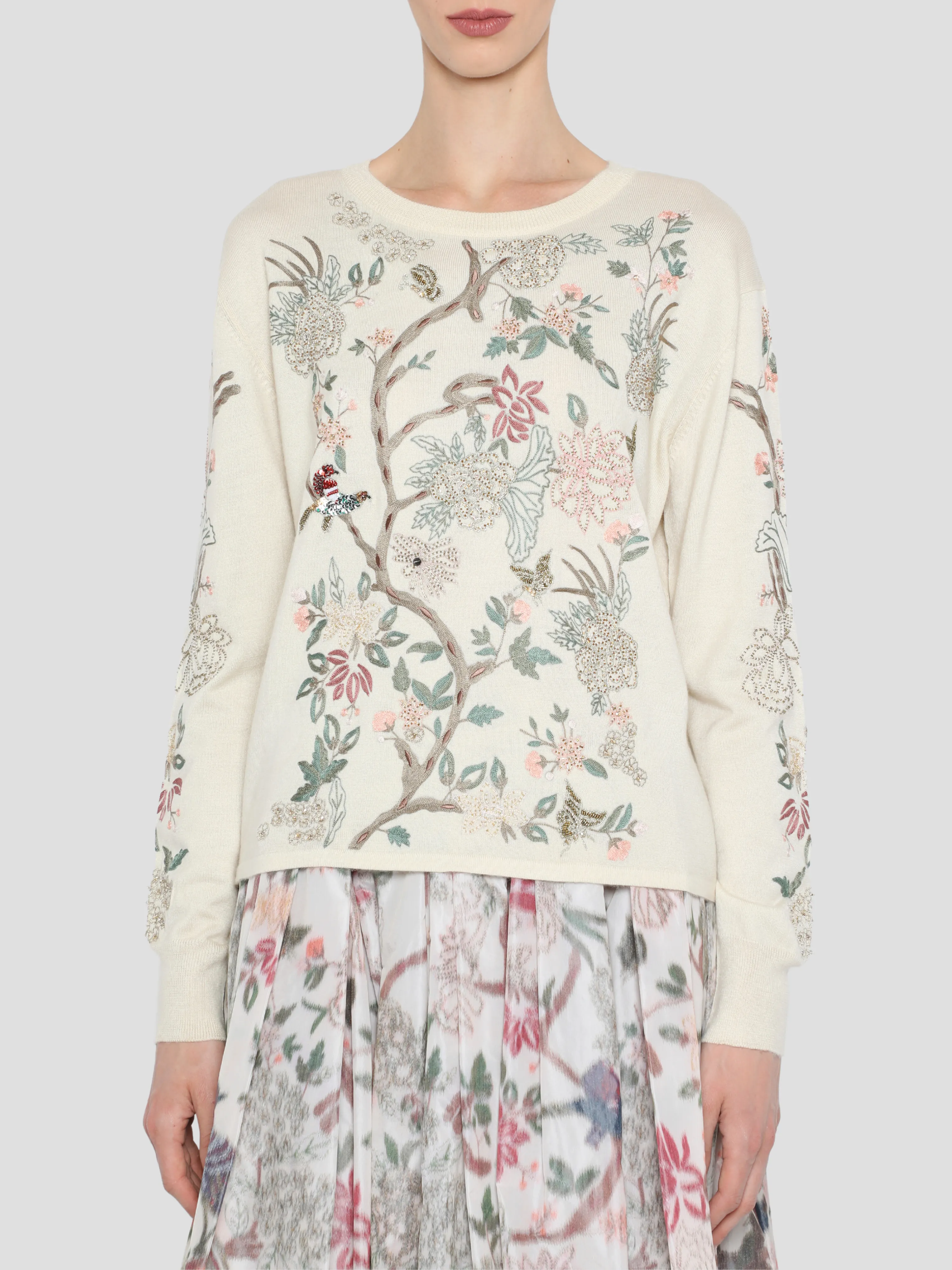 Garden Embroidered Pullover in Ecru