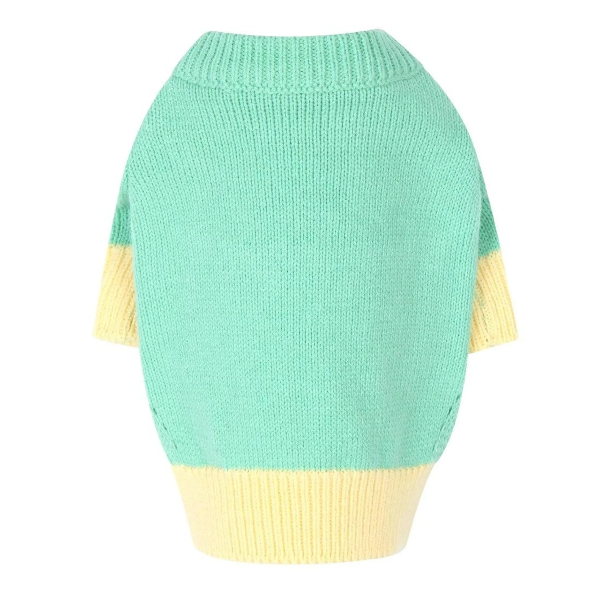 Green Color Block Knit Dog Sweater