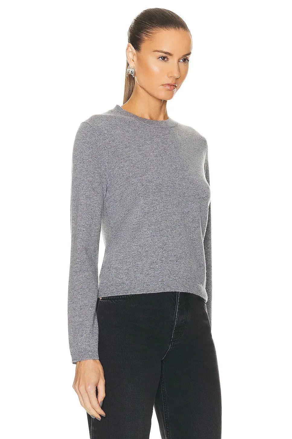 Guest In Residence Shrunken Crew Top Sweater, Steel