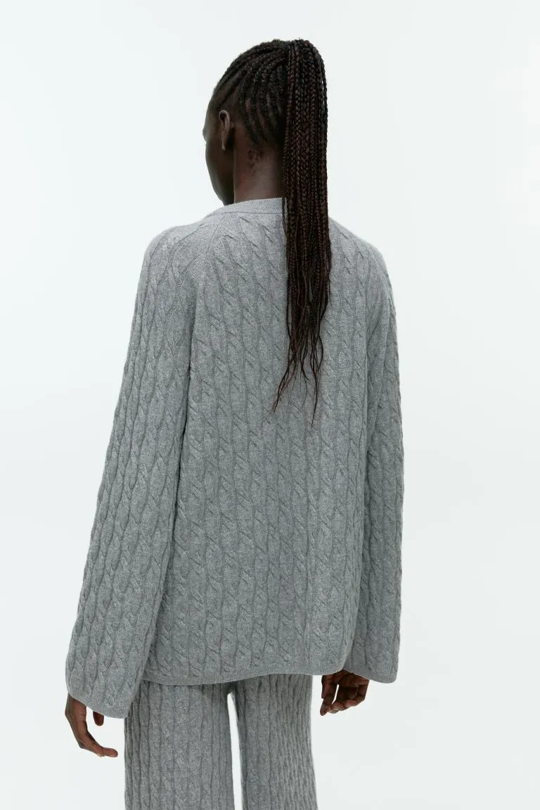 H&M Oversized Cable Knit Sweater, Gray