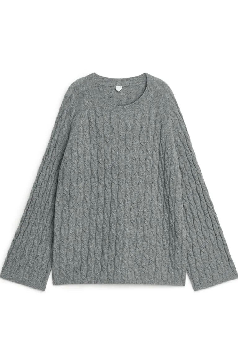 H&M Oversized Cable Knit Sweater, Gray