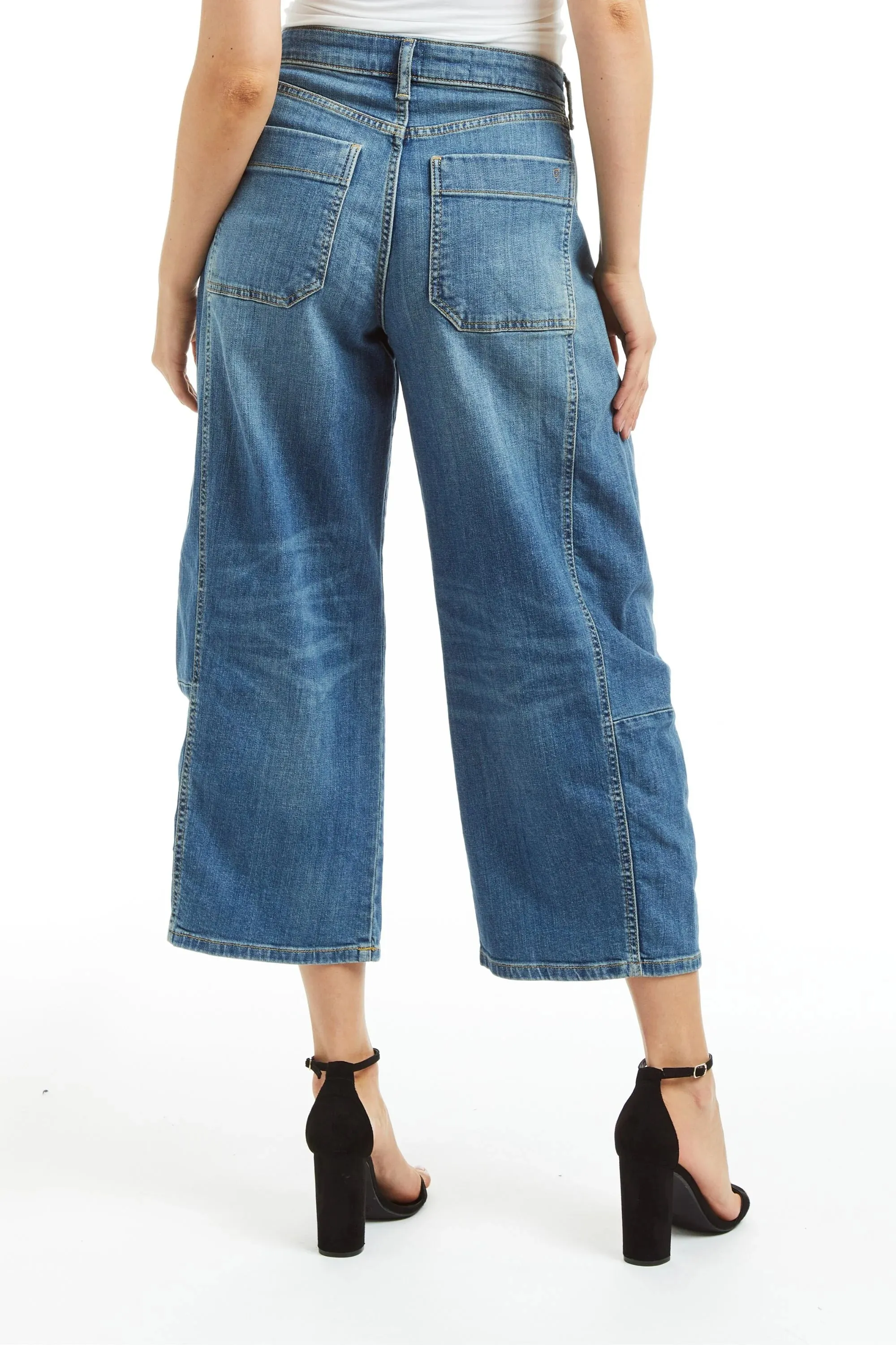 High Rise Barrel Crop Jeans