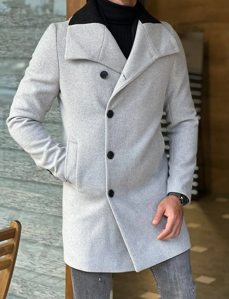 HolloMen Gray Double Breasted Coat