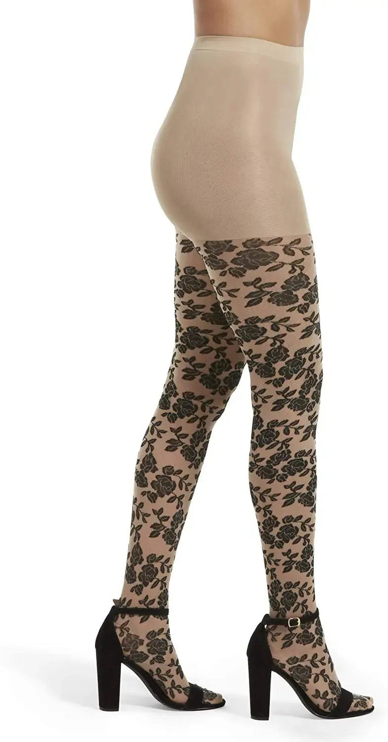 HUE Fashion Floral Print Tights