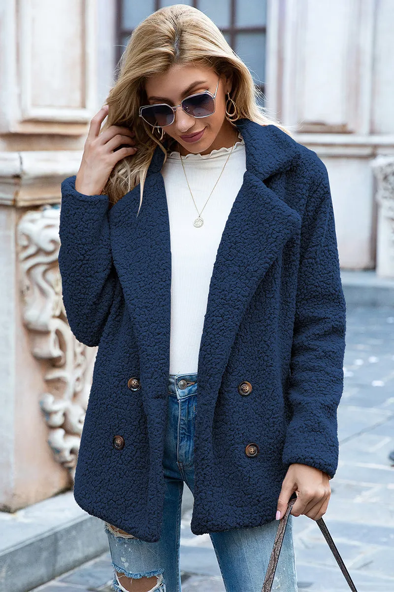 Ivy Lane Full Size Lapel Collar Sherpa Coat