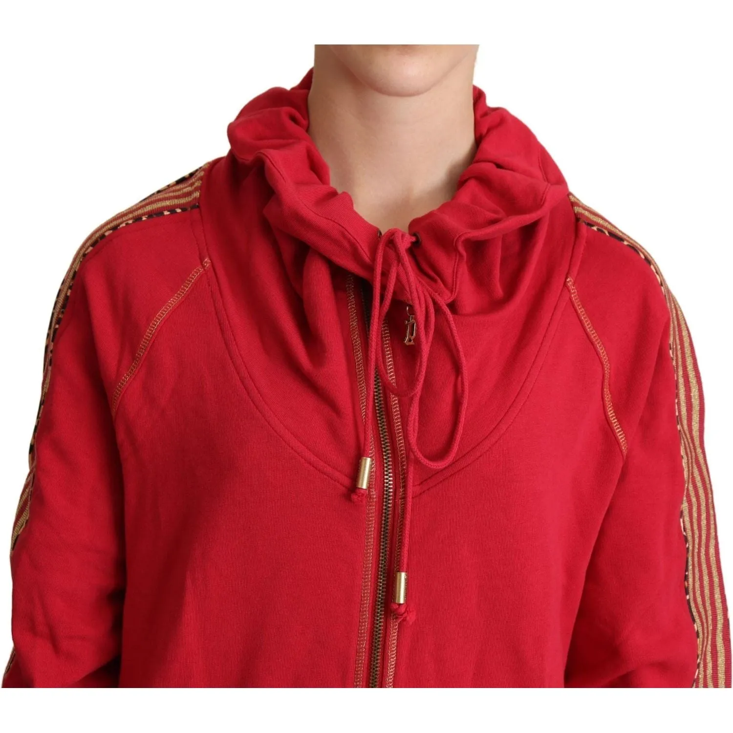 John Galliano Radiant Red Cotton Full Zip Hooded Jacket