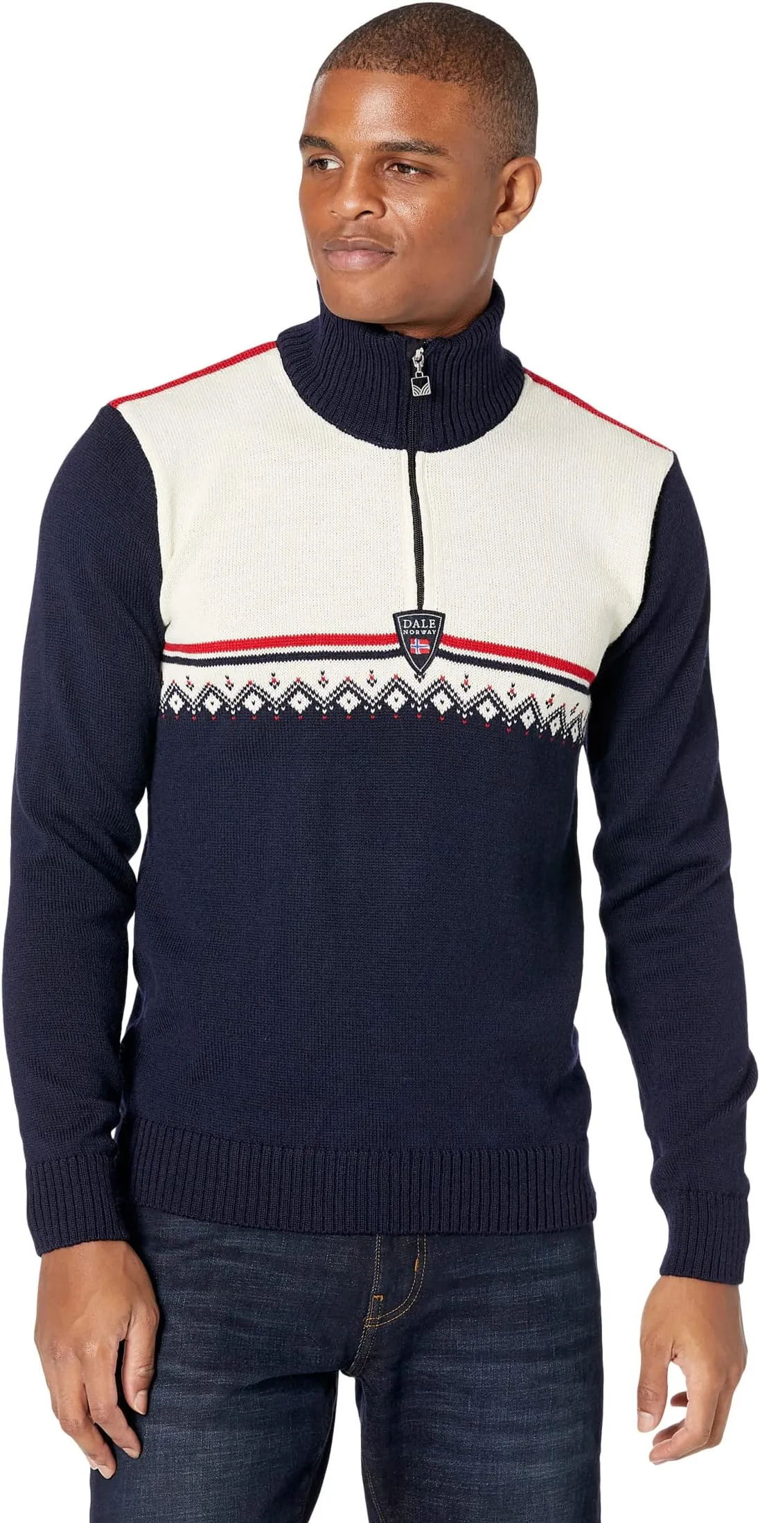 Lahti Sweater Dale of Norway, color Navy/Off-White/Raspberry