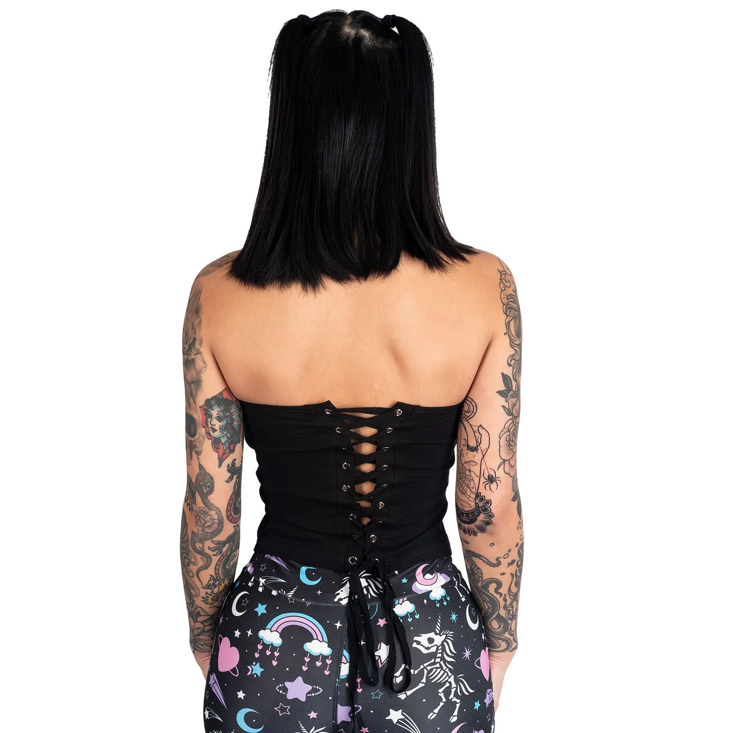 Live Cute Died Cute Corset Lace-Up Tee