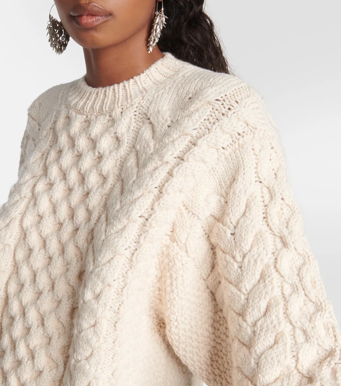 Marant Etoile jake cable knit sweater, white