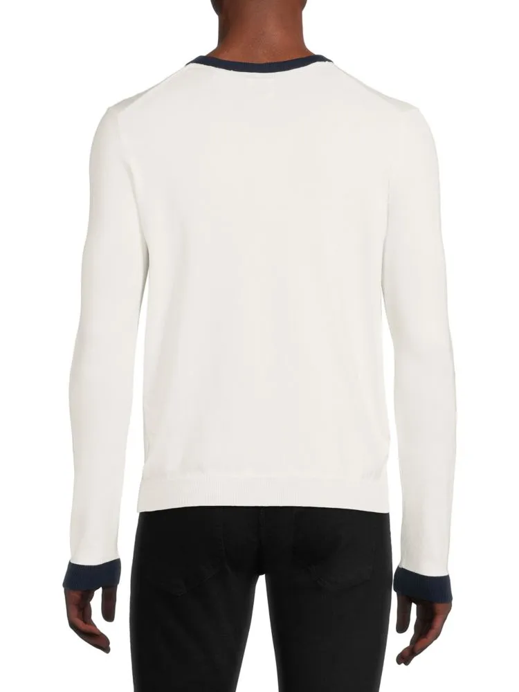 Max 'N Chester Contrast Trim Crewneck Sweater, White