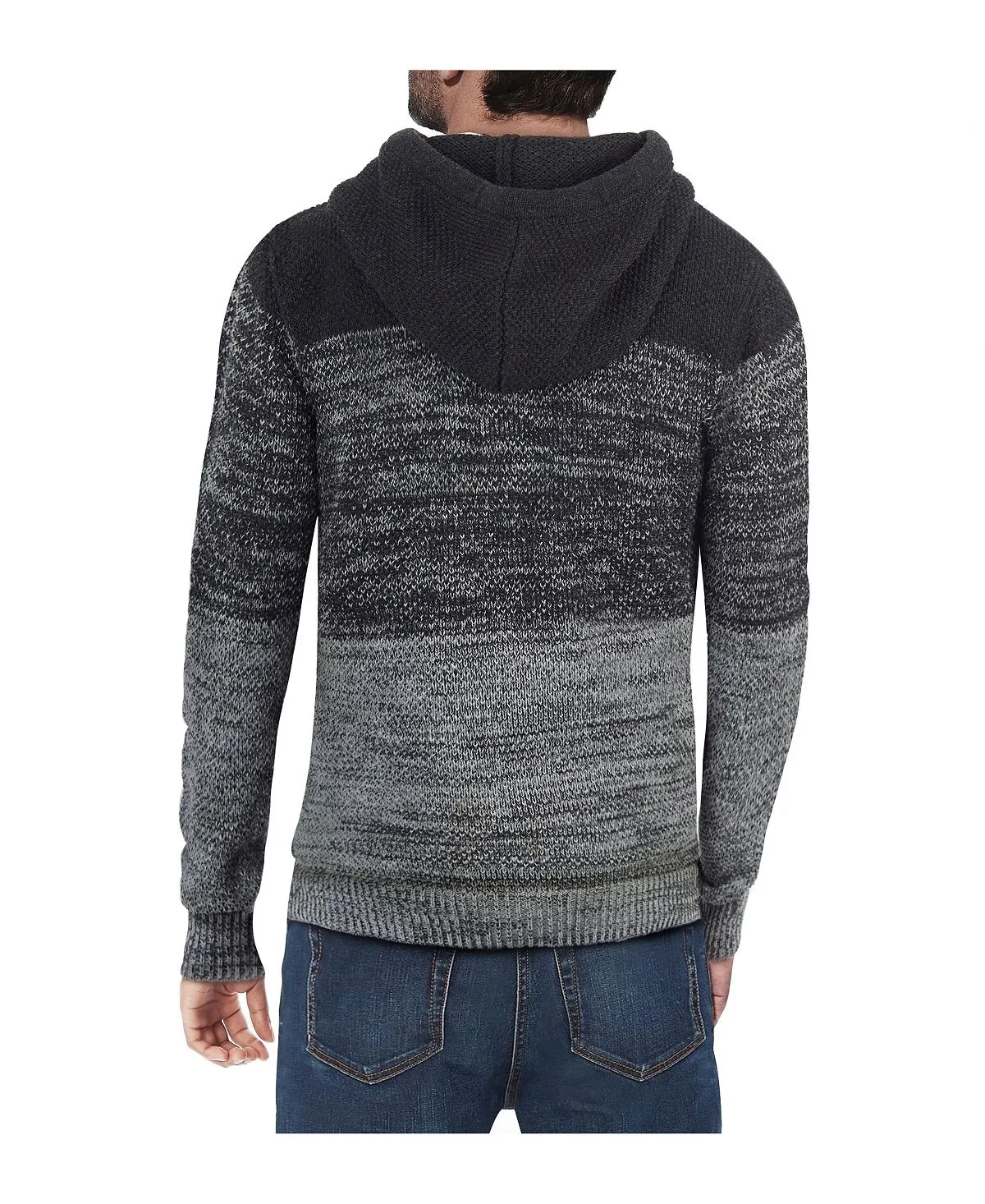 Men's X-Ray Color Block Hooded Sweater, Gray